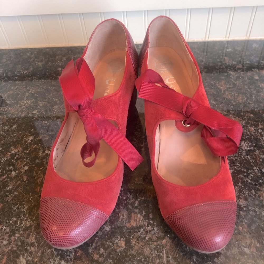 Jeffrey Campbell Mary Jane wedges w/ribbons